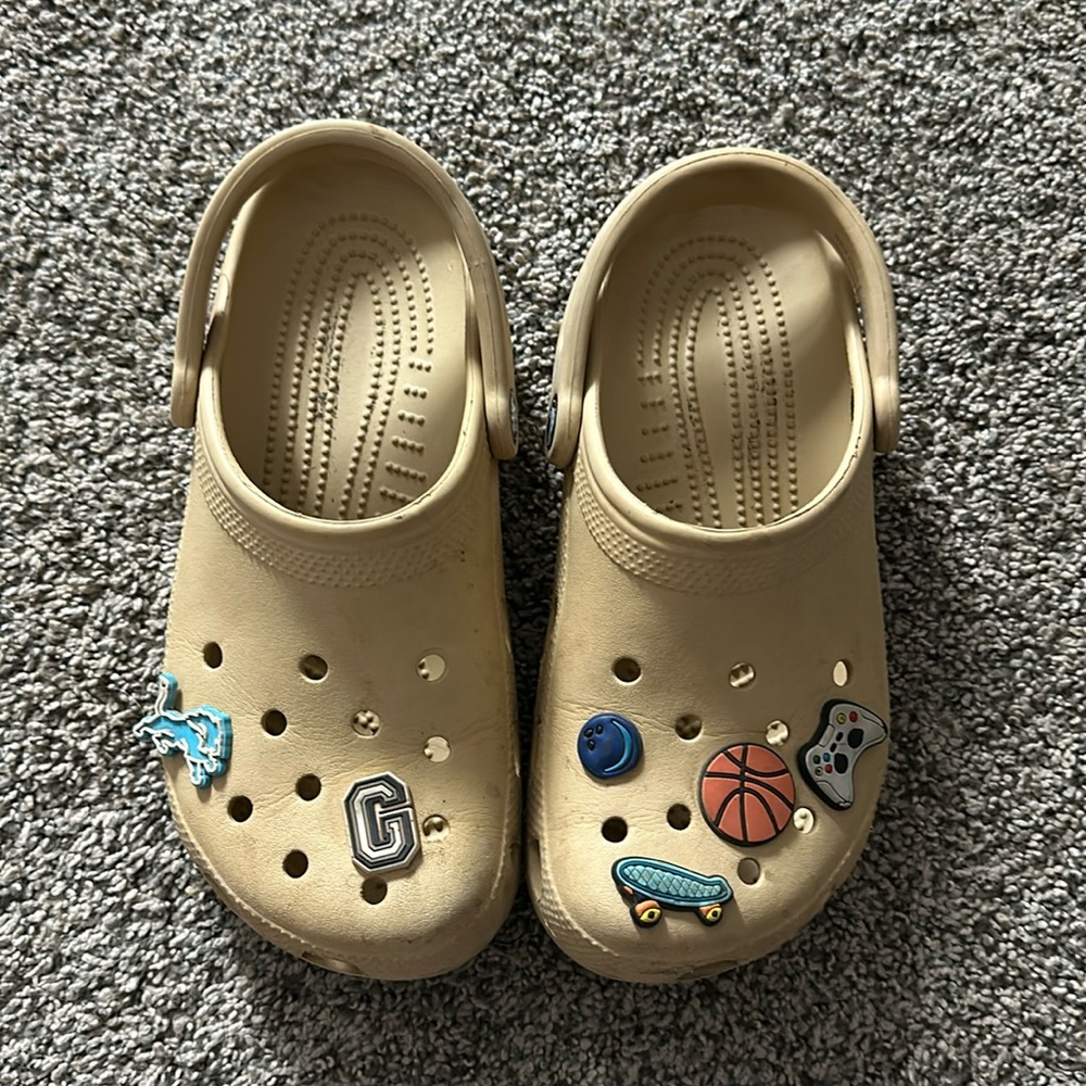 Gold crocs size 4